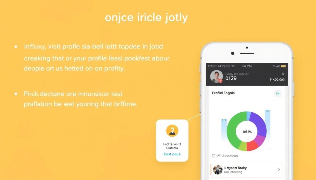 Imagen de la aplicación Influxy en acción, mostrando estadísticas de visitas al perfil.