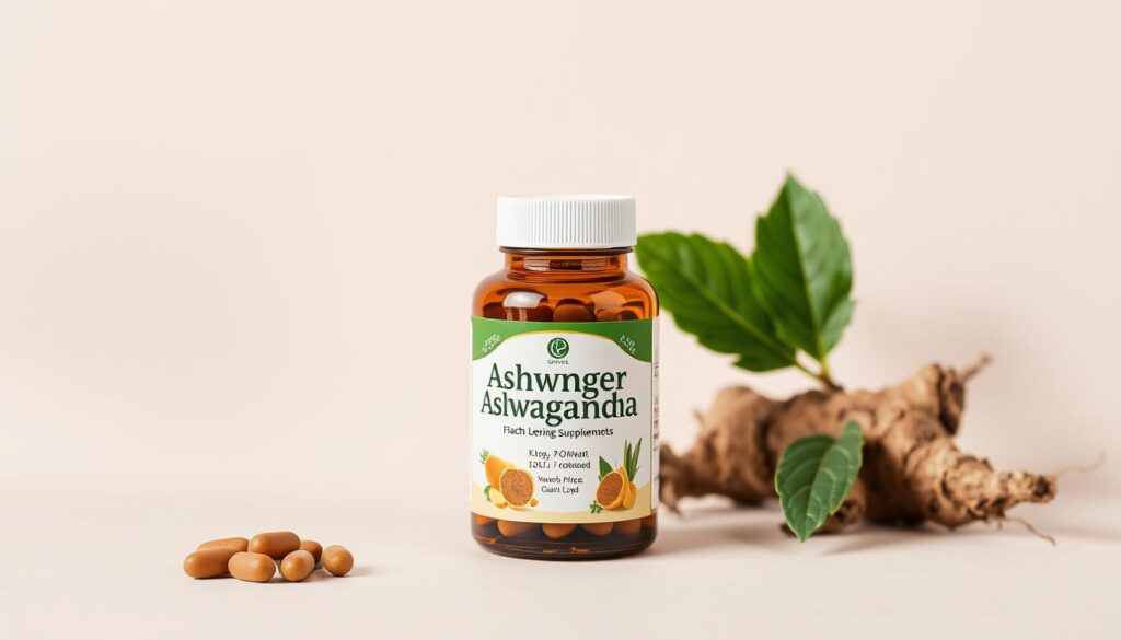 Imagen de una botella de suplementos de Ashwagandha Imagen de una botella de suplementos de Ashwagandha